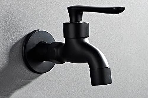 VVW&LIU Badezimmer schwarz Einzel-Kaltwasserhahn Wand Waschmaschine Einzelhahn Kaltwasserhahn Garten schwarzer Wasserhahn,A Short von VVW&LIU