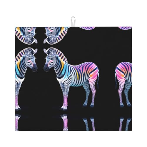Abtropfmatte für Küche, VVXBHGR Zebra-Drucke, ultra-saugfähig, wendbar und stilvoll, Küchenarbeitsplattenmatte von VVXBHGR