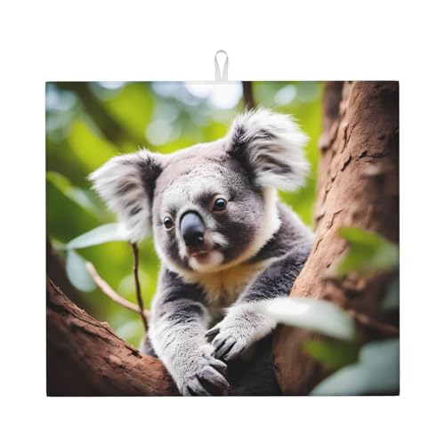 Abtropfmatte für Küche, VVXBHGR mit niedlichen Koala-Drucken, ultra-saugfähig, wendbar und stilvoll, Küchenarbeitsplattenmatte von VVXBHGR