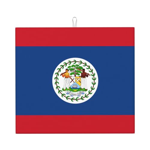 Abtropfmatte für Küche VVXBHGR Belize Flagge Drucke ultra saugfähig, wendbar und stilvoll Küche Arbeitsplatte Matte von VVXBHGR