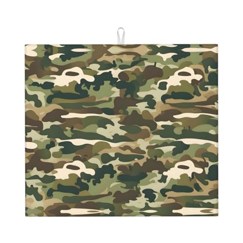 Abtropfmatte für Küche VVXBHGR Camo Woodland Camoflage Prints ultra saugfähig, wendbar und stilvoll Küche Arbeitsplatte Matte von VVXBHGR