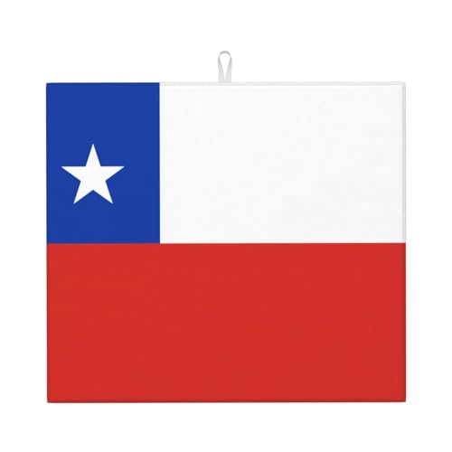 Abtropfmatte für Küche VVXBHGR Flagge von Chile Drucke, ultra saugfähig, wendbar und stilvoll Küche Arbeitsplatte Matte von VVXBHGR