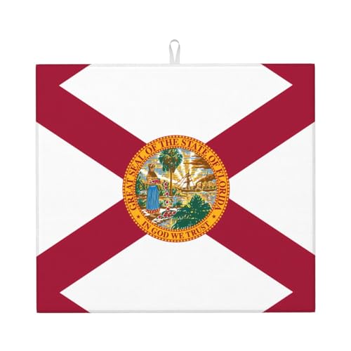 Abtropfmatte für Küche VVXBHGR Flagge von Florida Drucken, ultra saugfähig, wendbar und stilvoll Küche Arbeitsplatte Matte von VVXBHGR