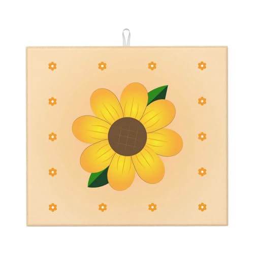 Abtropfmatte für Küche VVXBHGR Goldene Sonnenblumen-Drucke, ultra-saugfähig, wendbar und stilvolle Küchenarbeitsplattenmatte von VVXBHGR