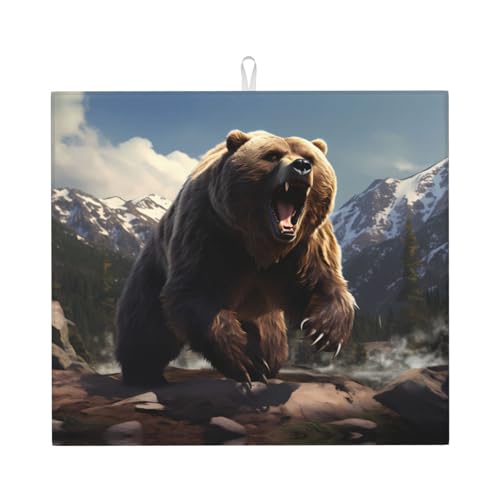 Abtropfmatte für Küche VVXBHGR Grizzly Bears Prints ultra saugfähig, wendbar und stilvoll Küche Arbeitsplatte Matte von VVXBHGR