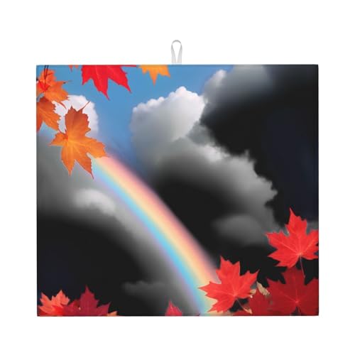 Abtropfmatte für Küche VVXBHGR Regenbogen Passing Through Ahornblätter Drucke Ultra-saugfähig, wendbar und stilvolle Küchen-Arbeitsplattenmatte Abtropfmatte für Küche VVXBHGR Regenbogen Passing Through Ahornblätter Drucke Ultra-saugfähig, wendbar und stilvolle Küchen-Arbeitsplattenmatte von VVXBHGR