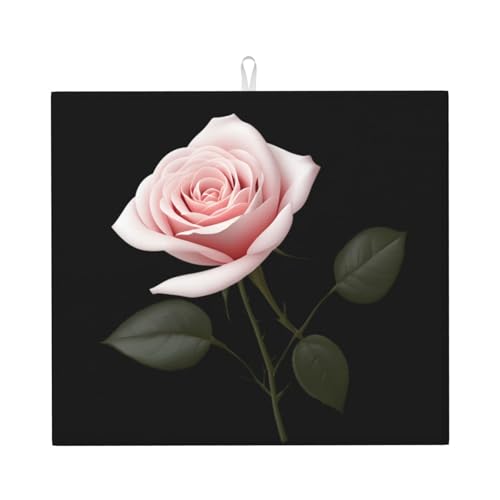 Abtropfmatte für Küche VVXBHGR Romantische rosa Rosen Drucke ultra saugfähig, wendbar und stilvoll Küche Arbeitsplatte Matte von VVXBHGR