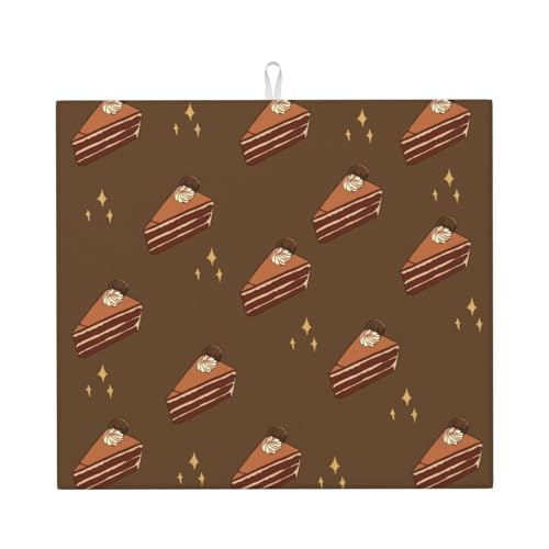 Abtropfmatte für Küche VVXBHGR Schokolade Quadrate Kuchen Drucke ultra saugfähig, wendbar und stilvoll Küche Arbeitsplatte Matte von VVXBHGR