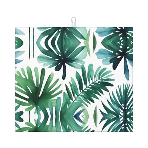 Abtropfmatte für Küche VVXBHGR Tropische Palmenblätter, Aquarelldrucke, ultra-saugfähig, wendbar und stilvolle Küchenarbeitsplatte von VVXBHGR