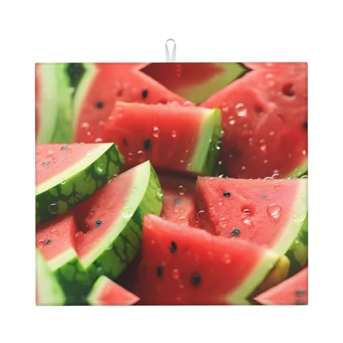 Abtropfmatte für Küche VVXBHGR Wassermelone mit Tropfen-Drucken, ultra-saugfähig, wendbar und stilvolle Küchenarbeitsplattenmatte von VVXBHGR