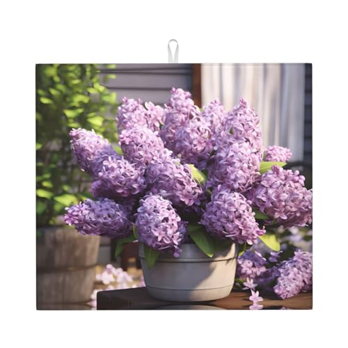 Abtropfmatte für Küche VVXBHGR lila Blumen Drucke ultra saugfähig, wendbar und stilvoll Küche Arbeitsplatte Matte von VVXBHGR