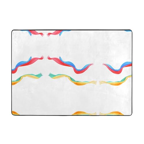 VVXBHGR Bunte Schals, die im Wind flattern, Teppich, 203,2 x 147,3 cm, für Wohnzimmer, Büro, Couchtisch, Bett, Balkon – weich, flauschig, wasserabsorbierend, langlebig VVXBHGR Bunte Schals, die im Wind flattern, Teppich, 203,2 x 147,3 cm, für Wohnzimmer, Büro, Couchtisch, Bett, Balkon – weich, flauschig, wasserabsorbierend, langlebig von VVXBHGR