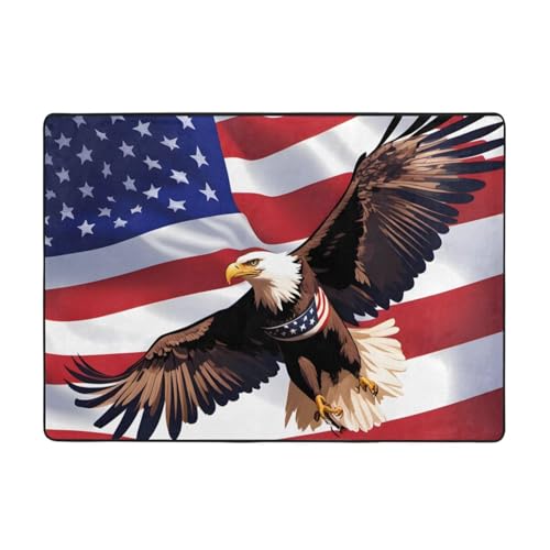 VVXBHGR Teppich, Motiv: USA-Adler mit amerikanischer Flagge, 203,2 x 147,3 cm, für Wohnzimmer, Büro, Couchtisch, Bett, Balkon, weich, flauschig, wasserabsorbierend, langlebig VVXBHGR Teppich, Motiv: USA-Adler mit amerikanischer Flagge, 203,2 x 147,3 cm, für Wohnzimmer, Büro, Couchtisch, Bett, Balkon, weich, flauschig, wasserabsorbierend, langlebig von VVXBHGR