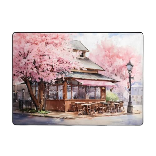VVXBHGR Teppich mit Kirschblütenmuster, 203,2 x 147,3 cm, für Wohnzimmer, Büro, Couchtisch, Bett, Balkon, weich, flauschig, wasserabsorbierend, langlebig VVXBHGR Teppich mit Kirschblütenmuster, 203,2 x 147,3 cm, für Wohnzimmer, Büro, Couchtisch, Bett, Balkon, weich, flauschig, wasserabsorbierend, langlebig von VVXBHGR