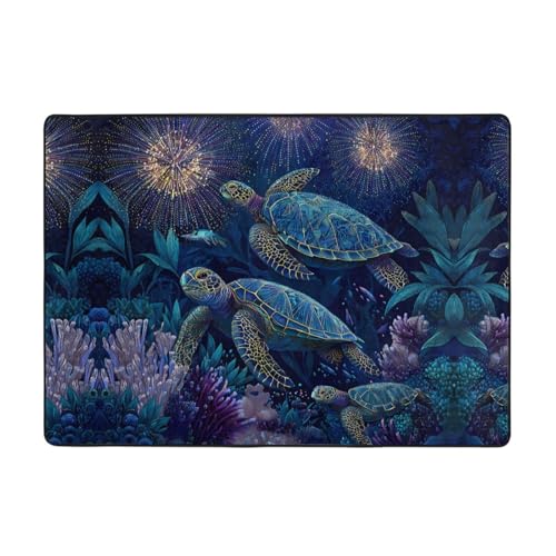 VVXBHGR Teppich mit Meeresschildkröte mit Korallenfeuerwerk, 203,2 x 147,3 cm, für Wohnzimmer, Büro, Couchtisch, Bett, Balkon, weich, flauschig, wasserabsorbierend, langlebig VVXBHGR Teppich mit Meeresschildkröte mit Korallenfeuerwerk, 203,2 x 147,3 cm, für Wohnzimmer, Büro, Couchtisch, Bett, Balkon, weich, flauschig, wasserabsorbierend, langlebig von VVXBHGR
