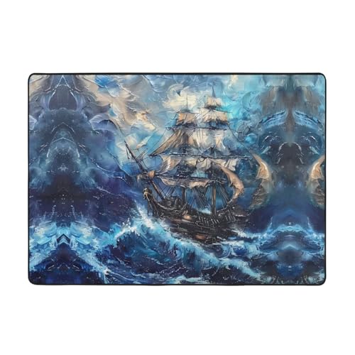 VVXBHGR Teppich mit Piratenschiff in den Wellen, 203,2 x 147,3 cm, für Wohnzimmer, Büro, Couchtisch, Bett, Balkon, weich, flauschig, wasserabsorbierend, langlebig VVXBHGR Teppich mit Piratenschiff in den Wellen, 203,2 x 147,3 cm, für Wohnzimmer, Büro, Couchtisch, Bett, Balkon, weich, flauschig, wasserabsorbierend, langlebig von VVXBHGR