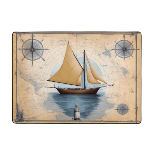 VVXBHGR Teppich mit Segelboot-Kartendruck, 203,2 x 147,3 cm, für Wohnzimmer, Büro, Couchtisch, Bett, Balkon, weich, flauschig, wasserabsorbierend, langlebig VVXBHGR Teppich mit Segelboot-Kartendruck, 203,2 x 147,3 cm, für Wohnzimmer, Büro, Couchtisch, Bett, Balkon, weich, flauschig, wasserabsorbierend, langlebig von VVXBHGR