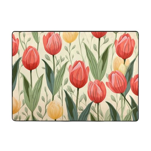 VVXBHGR Teppich mit Tulpenmuster, 203,2 x 147,3 cm, für Wohnzimmer, Büro, Couchtisch, Bett, Balkon, weich, flauschig, wasserabsorbierend, langlebig VVXBHGR Teppich mit Tulpenmuster, 203,2 x 147,3 cm, für Wohnzimmer, Büro, Couchtisch, Bett, Balkon, weich, flauschig, wasserabsorbierend, langlebig von VVXBHGR
