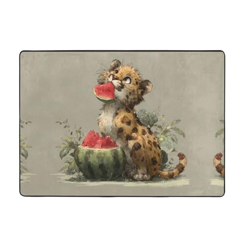 VVXBHGR Teppich mit Wassermelonen-Motiv, Motiv: kleiner Leopardenmuster, 203,2 x 147,3 cm, für Wohnzimmer, Büro, Couchtisch, Bett, Balkon, weich, flauschig, wasserabsorbierend, langlebig VVXBHGR Teppich mit Wassermelonen-Motiv, Motiv: kleiner Leopardenmuster, 203,2 x 147,3 cm, für Wohnzimmer, Büro, Couchtisch, Bett, Balkon, weich, flauschig, wasserabsorbierend, langlebig von VVXBHGR