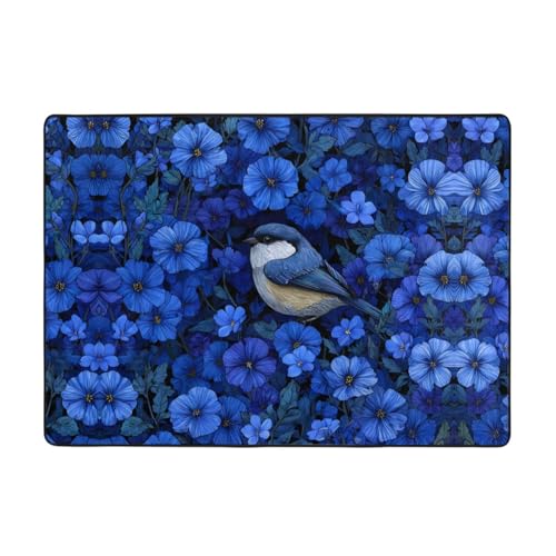 VVXBHGR Teppich mit dem kleinen Vogel in der blauen Blume, 203,2 x 147,3 cm, für Wohnzimmer, Büro, Couchtisch, Bett, Balkon, weich, flauschig, wasserabsorbierend, langlebig VVXBHGR Teppich mit dem kleinen Vogel in der blauen Blume, 203,2 x 147,3 cm, für Wohnzimmer, Büro, Couchtisch, Bett, Balkon, weich, flauschig, wasserabsorbierend, langlebig von VVXBHGR