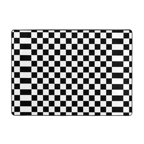 VVXBHGR Teppich mit schwarz-weiß kariertem Druck, 203,2 x 147,3 cm, für Wohnzimmer, Büro, Couchtisch, Bett, Balkon, weich, flauschig, wasserabsorbierend, langlebig VVXBHGR Teppich mit schwarz-weiß kariertem Druck, 203,2 x 147,3 cm, für Wohnzimmer, Büro, Couchtisch, Bett, Balkon, weich, flauschig, wasserabsorbierend, langlebig von VVXBHGR