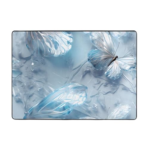 VVXBHGR Teppich mit weißen Kristall-Schmetterlingen, 203,2 x 147,3 cm, für Wohnzimmer, Büro, Couchtisch, Bett, Balkon, weich, flauschig, wasserabsorbierend, langlebig VVXBHGR Teppich mit weißen Kristall-Schmetterlingen, 203,2 x 147,3 cm, für Wohnzimmer, Büro, Couchtisch, Bett, Balkon, weich, flauschig, wasserabsorbierend, langlebig von VVXBHGR