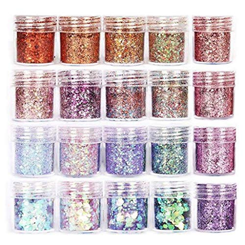 VVXXMO 20 Flaschen Nagelkunst-Pailletten-Füllung Flash Glitter Puder UV Epoxidharz Pigment Nail Art Form Silikon sortiert Nail Art Cabochon Deko Nail Art Making Tools Set für Anfänger VVXXMO 20 Flaschen Nagelkunst-Pailletten-Füllung Flash Glitter Puder UV Epoxidharz Pigment Nail Art Form Silikon sortiert Nail Art Cabochon Deko Nail Art Making Tools Set für Anfänger von VVXXMO