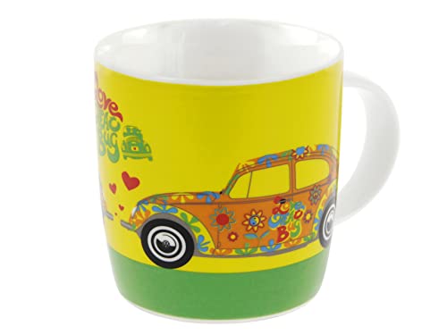 BRISA VW Collection - Volkswagen Käfer Beetle Kaffee-Tee-Tasse-Becher-Haferl für Zuhause, Camping & Outdoor (Blumen) von BRISA