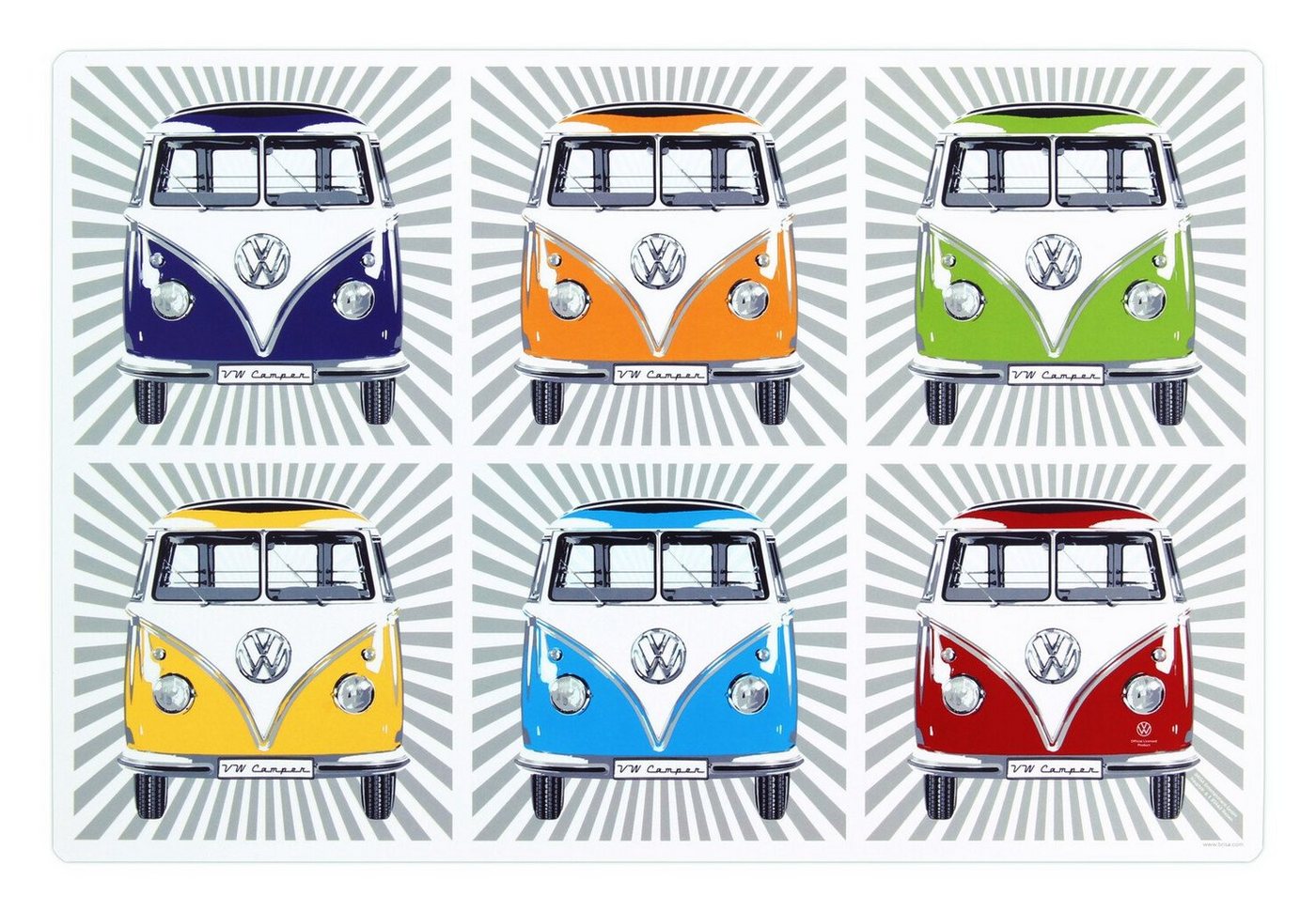 Platzset, Volkswagen Tischsets, VW Collection by BRISA, (4er Set), abwaschbare Platzdeckchen in T1 Bulli Bus Design von VW Collection by BRISA