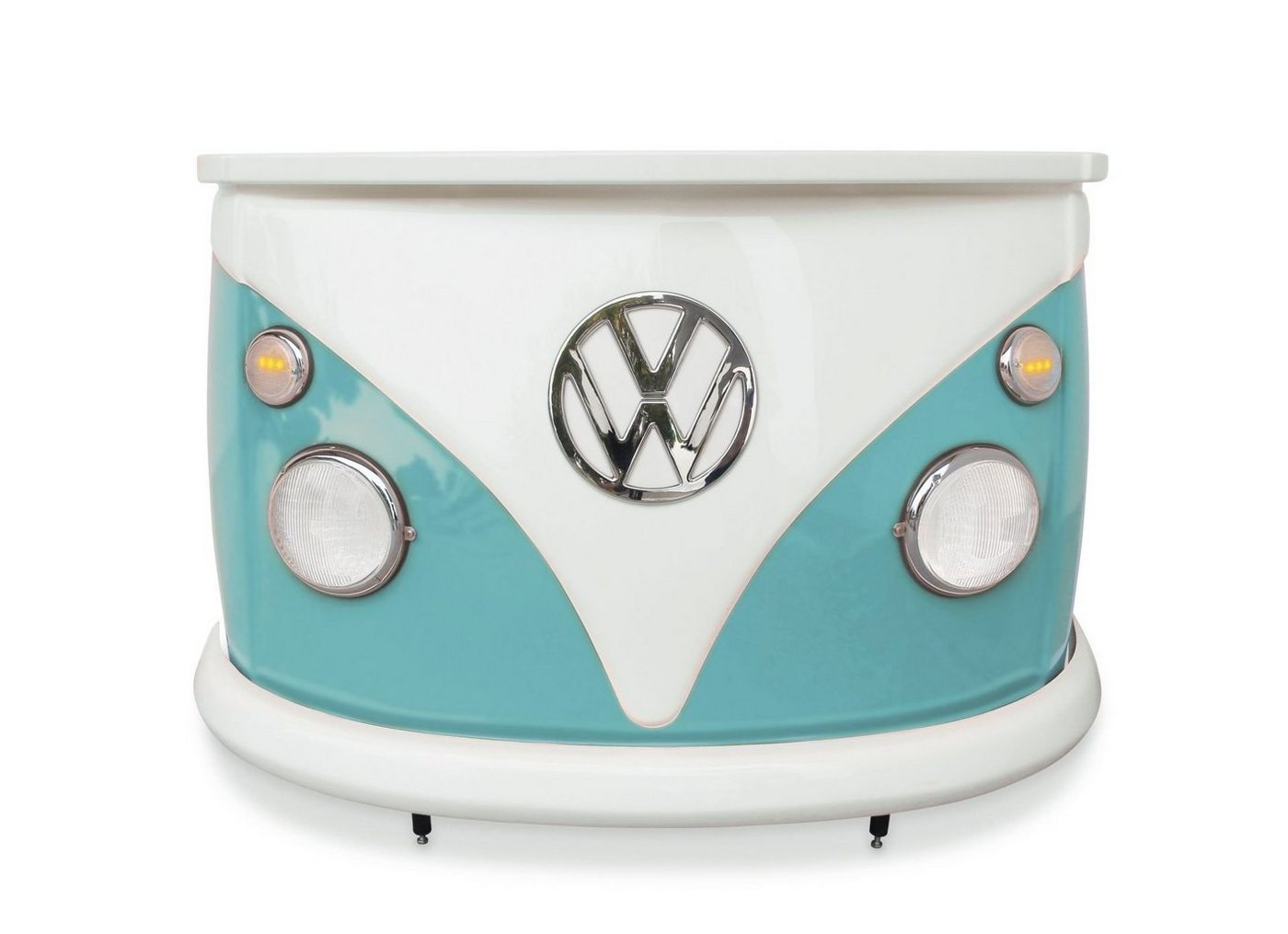 VW Collection by BRISA Bartisch Volkswagen Bartheke im T1 Bulli Bus Design, extravaganter türkisfarbene Empfangstisch, 168x110x65 cm von VW Collection by BRISA