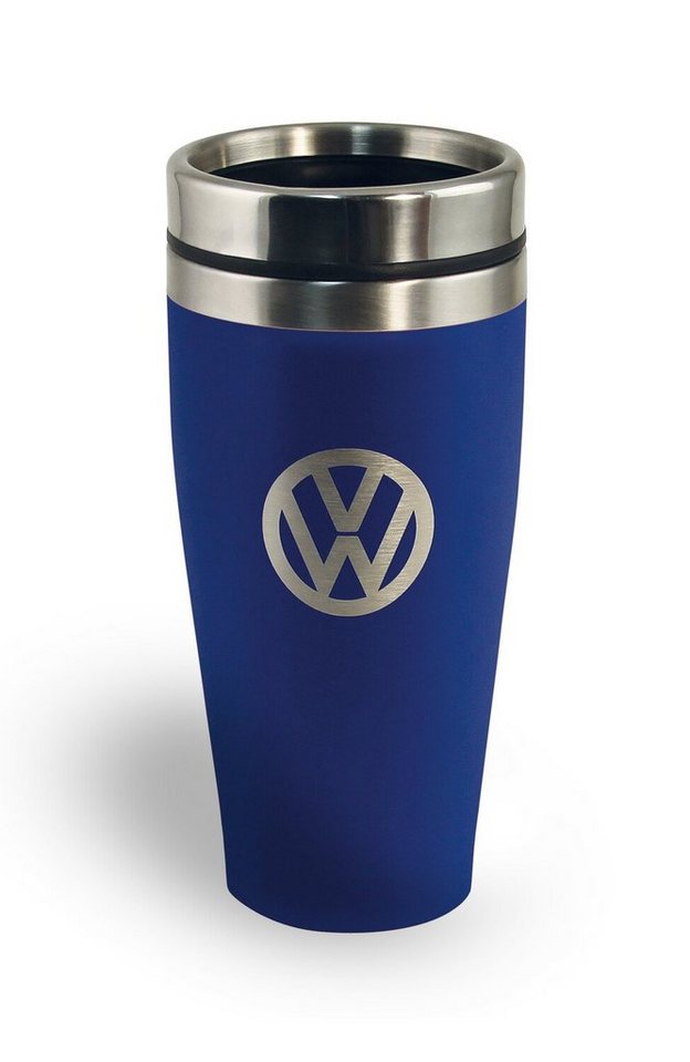 VW Collection by BRISA Coffee-to-go-Becher Volkswagen Isolierter-Edelstahl Thermobecher, Edelstahl, Stilvoller blauer Travel Mug mit VW Logo, 450ml von VW Collection by BRISA