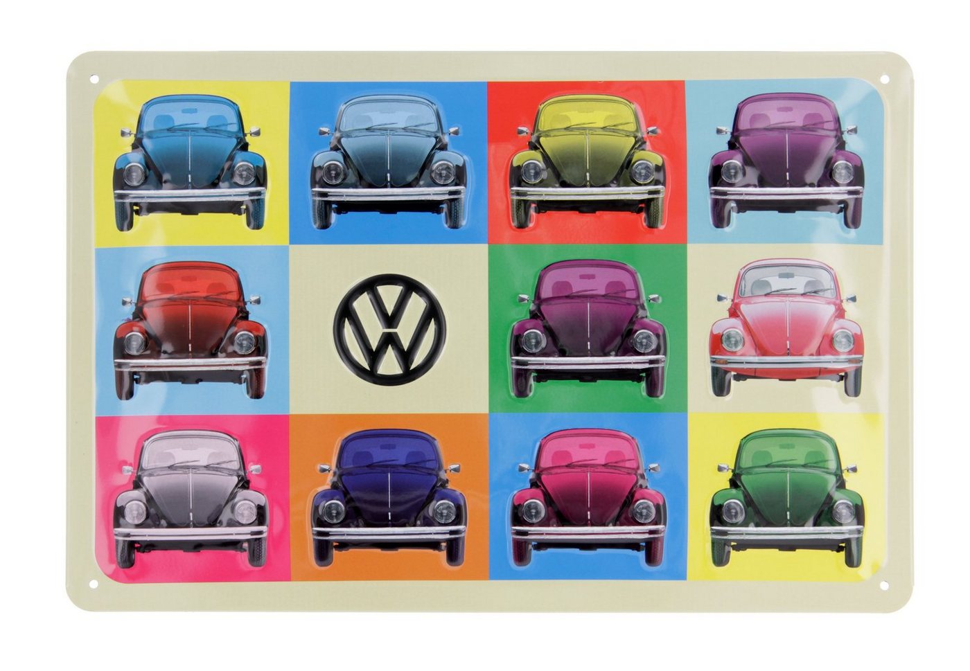 VW Collection by BRISA Metallschild Volkswagen Retro-Blech-Schild-Vintage-Dekoration, (Made in Germany, 1 Stück), Geschenk-Idee aus Metall im bunten VW Käfer Design, 20x30 cm von VW Collection by BRISA