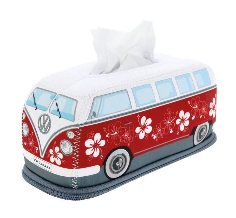 VW Collection by BRISA Papiertuchbox Volkswagen Neopren Kosmetik-Serviettenspender, Papiertaschentuchbox, fürs Bad im T1 Bulli Bus Design in Hibiskus/Rot von VW Collection by BRISA