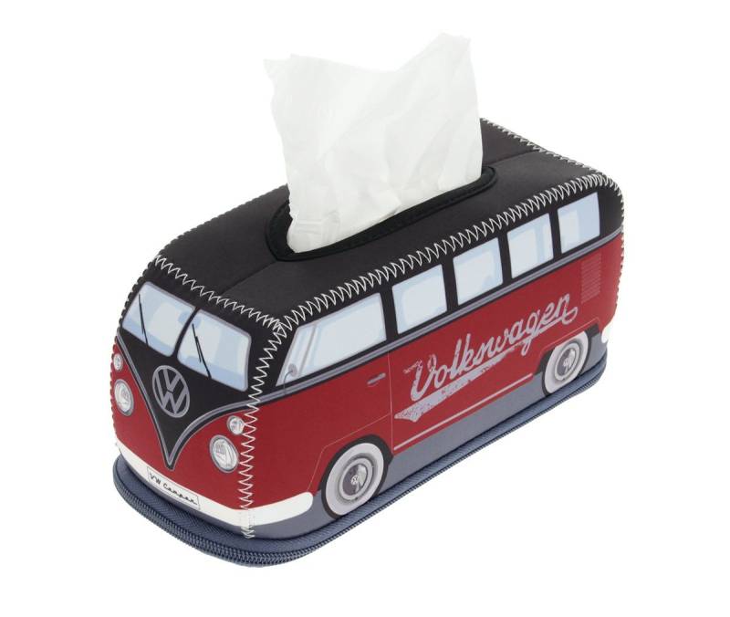 VW Collection by BRISA Papiertuchbox Volkswagen Neopren Kosmetik-Serviettenspender, Papiertaschentuchbox, fürs Bad im T1 Bulli Bus Design in Rot/Schwarz von VW Collection by BRISA