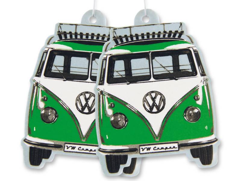 VW Collection by BRISA Raumduft Volkswagen Lufterfrischer fürs Auto (2-St), Duftbaum Grüner Apfel im VW T1 Bulli Design von VW Collection by BRISA