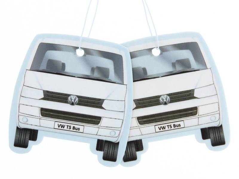 VW Collection by BRISA Raumduft Volkswagen Lufterfrischer fürs Auto (2-St), Duftbaum im weißen T5 Bus Design, Pina Colada Geruch von VW Collection by BRISA