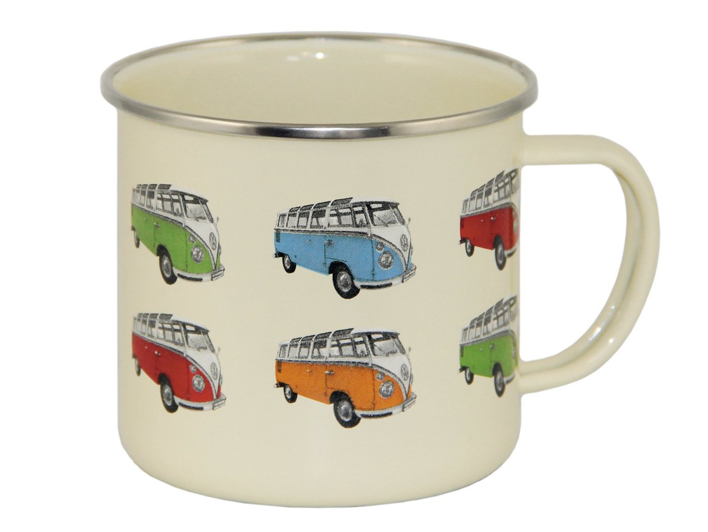 VW Collection by BRISA Tasse Volkswagen Große Emaille Kaffee-Tee-Tasse-Becher-Haferl, Stahlblech, für Camping & Outdoor T1 Bus in verschiedenen Farben und Designs von VW Collection by BRISA