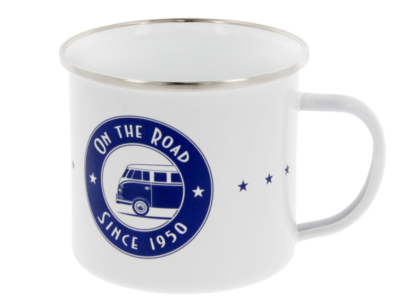 VW Collection by BRISA Tasse Volkswagen Große Emaille Kaffee-Tee-Tasse-Becher-Haferl, Stahlblech, für Camping & Outdoor T1 Bus in verschiedenen Farben und Designs von VW Collection by BRISA