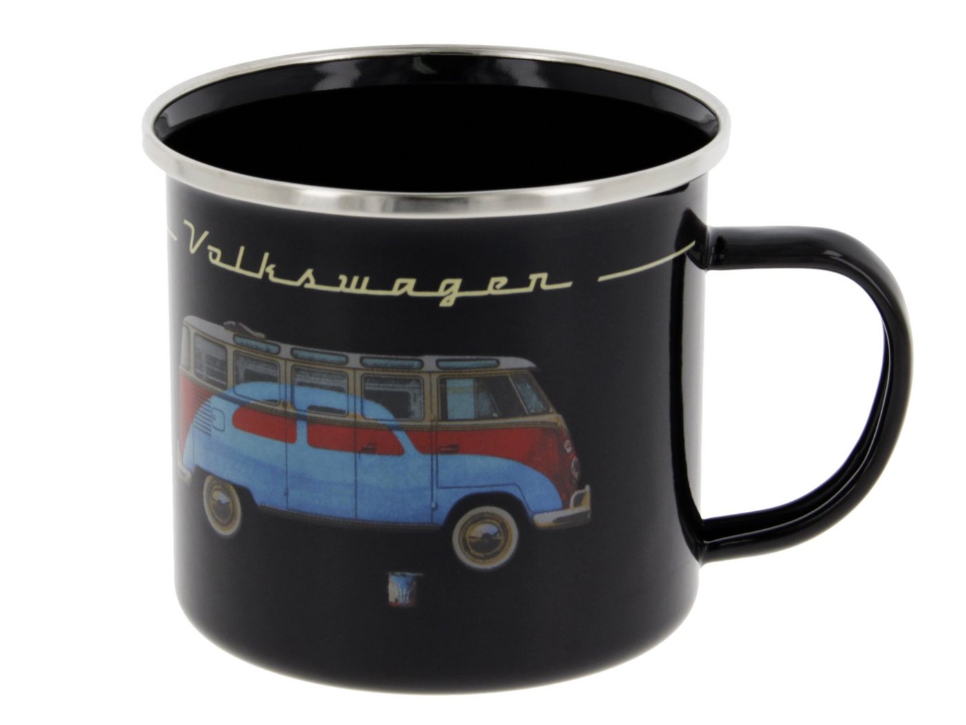 VW Collection by BRISA Tasse Volkswagen Große Emaille Kaffee-Tee-Tasse-Becher-Haferl, Stahlblech, für Camping & Outdoor T1 Bus in verschiedenen Farben und Designs von VW Collection by BRISA