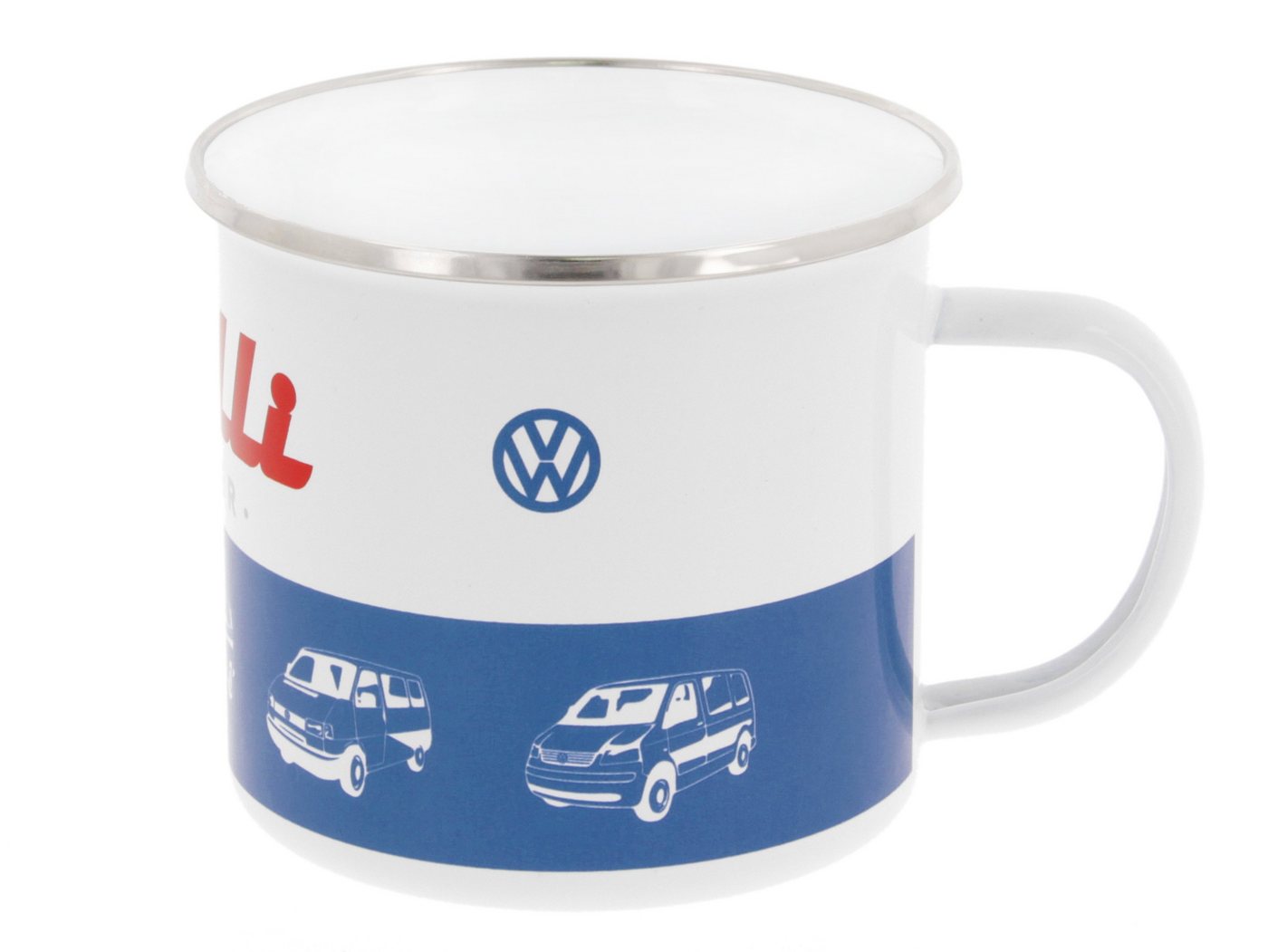 VW Collection by BRISA Tasse Volkswagen Große Emaille Kaffee-Tee-Tasse-Becher-Haferl, Stahlblech, für Camping & Outdoor T1 Bus in verschiedenen Farben und Designs von VW Collection by BRISA