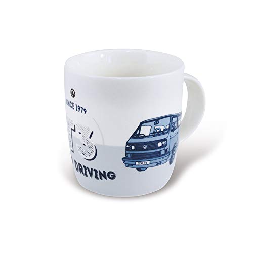 BRISA VW Collection - Volkswagen Große Keramik Kaffee-Tee-Cappuccino-Tasse-Becher-Haferl im T3 Bulli Bus Design (Bus Front/Blau/Keep Driving) von BRISA