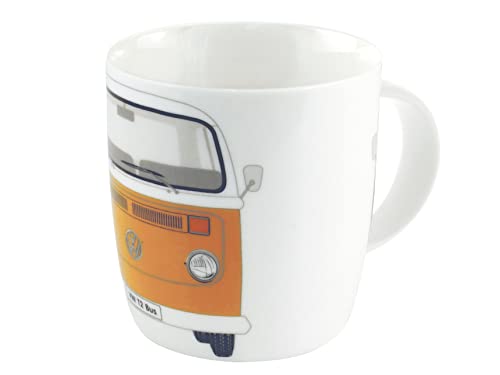 BRISA VW Collection - Volkswagen Große Keramik Kaffee-Tee-Cappuccino-Tasse-Becher-Haferl im T2 Bulli Bus Design (Bus Front/Orange) von BRISA