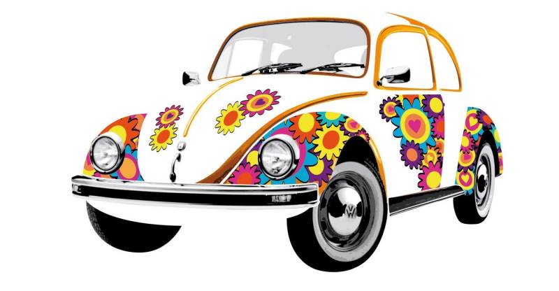 VW Collection by BRISA Wandtattoo Volkswagen Wandaufkleber, Selbstklebende Wanddekoration im bunten Käfer-Design von VW Collection by BRISA