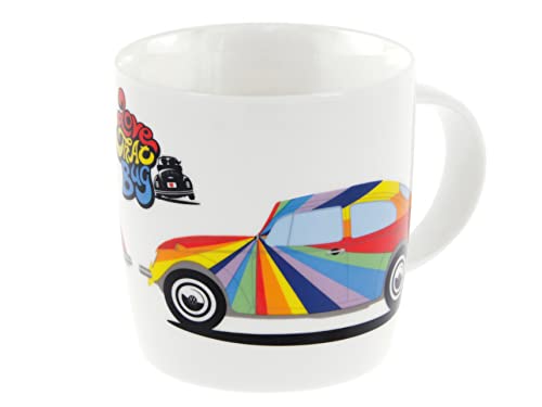 BRISA VW Collection - Volkswagen Käfer Beetle Kaffee-Tee-Tasse-Becher-Haferl für Zuhause, Camping & Outdoor (Stripes) von BRISA