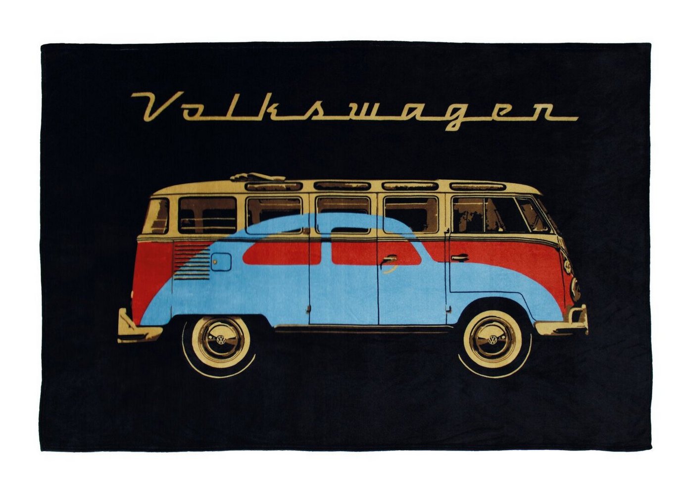 Wohndecke von Volkswagen (150x200cm), VW Collection by BRISA, weiche Kuscheldecke im VW T1 Bulli & Käfer Design von VW Collection by BRISA