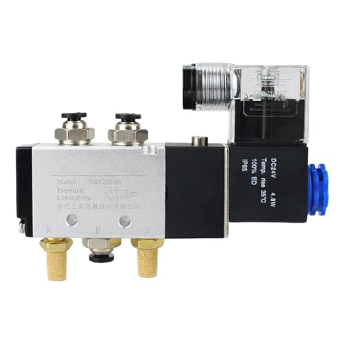 6,35 mm pneumatische Steuerluft-Magnetventile Typ 4V210-08 + Schalldämpfer-Armaturen 12 V DC 24 V AC 110 V 220 V 5/2 (DC 12 V, 12 mm Anschluss) von VWWJCCRO