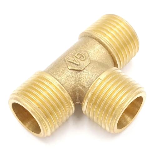 VWWJCCRO 1/4" BSPP Equal Male-Male-Male Tee 3 Ways Brass Pipe Connector Water Fuel Gas von VWWJCCRO