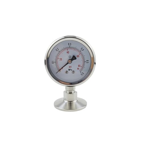 VWWJCCRO 1.5" Tri Clamp(50.5mm) Manometer -0.1-1.5MPa Pressure Gauge SS304 Stainless Steel Body with SS316 Tri Clamp von VWWJCCRO