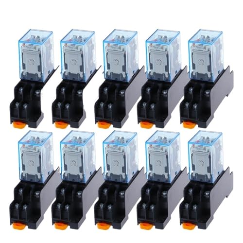 VWWJCCRO 10 Set MY2P HH52P MY2NJ 12 V 24 V DC / 110 V 220 V AC Spulenzweck DPDT Relais mit Sockel (AC, 12 V) von VWWJCCRO