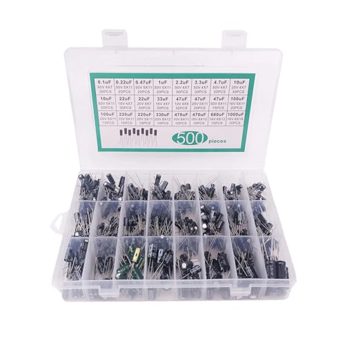 VWWJCCRO 500PCS 24Values 0.1uF-1000u Electrolytic Capacitor Mixed DIP Electrolyte Capacitors 10V 16V 25V 50V Electronic Kit VWWJCCRO 500PCS 24Values 0.1uF-1000u Electrolytic Capacitor Mixed DIP Electrolyte Capacitors 10V 16V 25V 50V Electronic Kit von VWWJCCRO